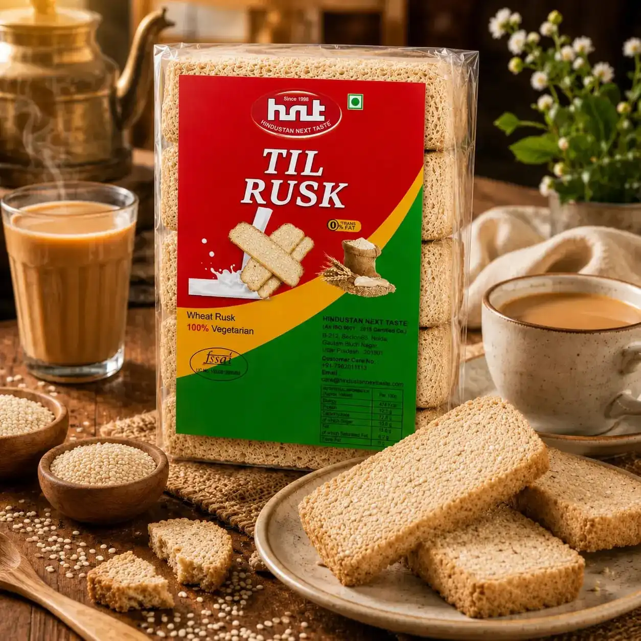 HNT Premium Til Rusk | Crunchy Sesame Toast for Tea Time