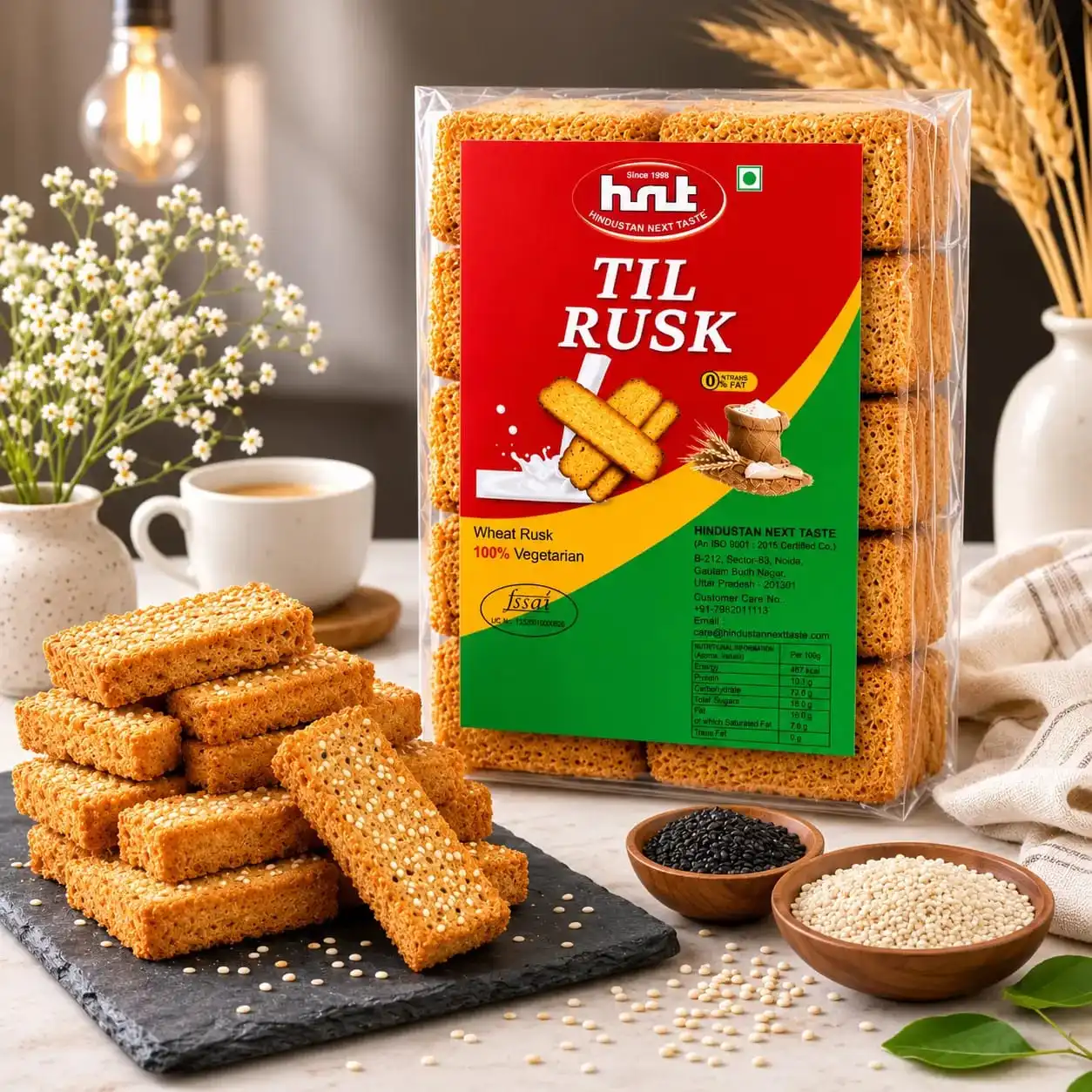 HNT Premium Til Rusk | Crunchy Sesame Toast for Tea Time